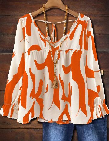 Bluza SHEIN CURVE, portocaliu/alb