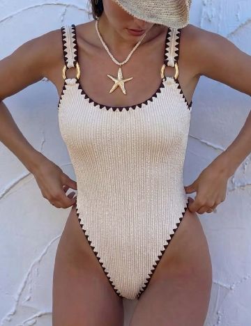 Costum de baie SHEIN, crem