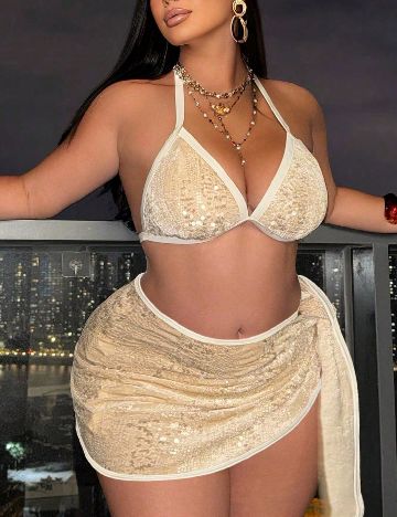 Costum de baie SHEIN CURVE, crem