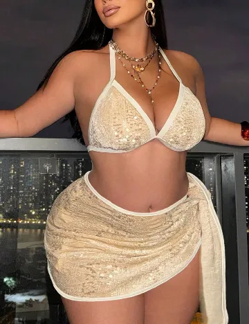 Costum de baie SHEIN CURVE, crem