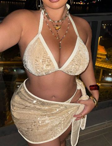 Costum de baie SHEIN CURVE, crem