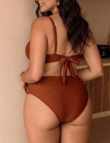 Costum de baie SHEIN CURVE, maro