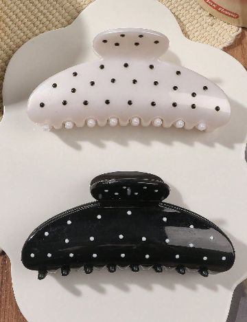 Set clame de par 2 bucati SHEIN, alb/negru