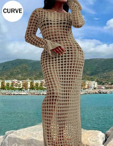 Rochie de plaja SHEIN CURVE, crem