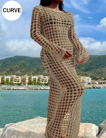 Rochie de plaja SHEIN CURVE, crem