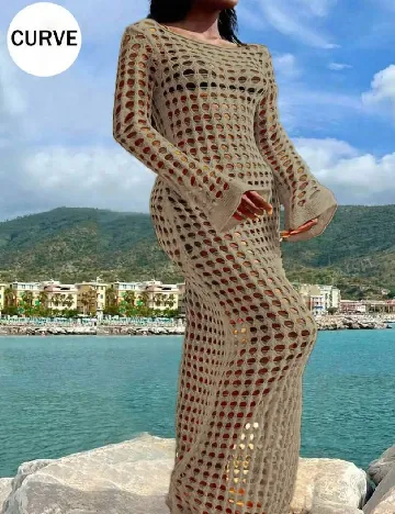 Rochie de plaja SHEIN CURVE, crem