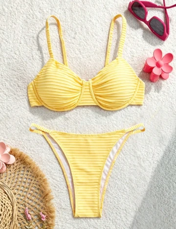 Costum de baie SHEIN CURVE, galben