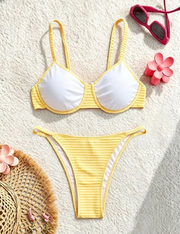 Costum de baie SHEIN CURVE, galben
