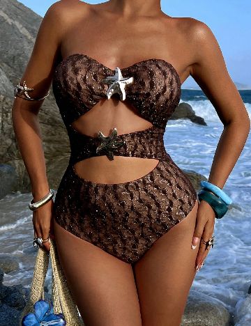 Costum de baie SHEIN, maro
