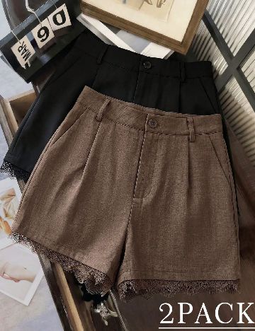 Set Pantaloni scurti 2 perechi SHEIN, negru/maro