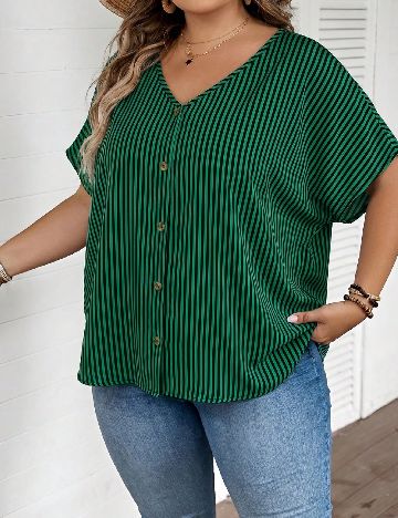 Bluza SHEIN CURVE, verde/negru