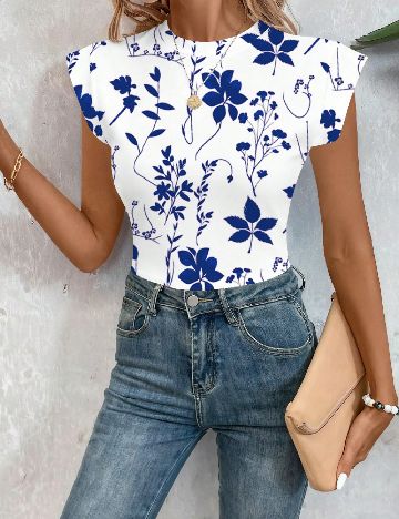 Body SHEIN CURVE, albastru/alb