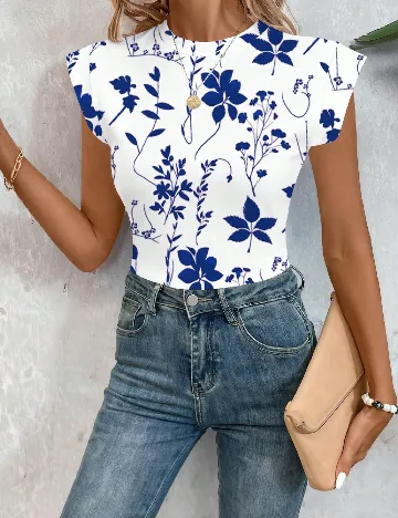 Body SHEIN CURVE, albastru/alb