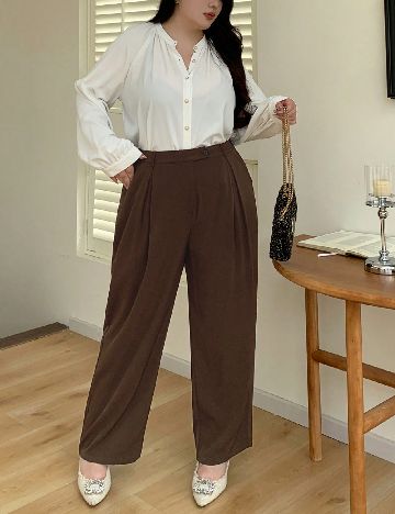 Pantaloni Dazy Plus Size, maro