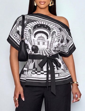 Bluza SHEIN, negru/alb