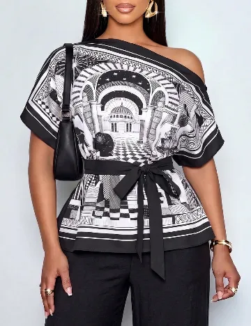 Bluza SHEIN, negru/alb