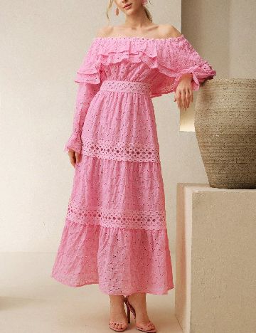 Rochie medie Anewsta, roz
