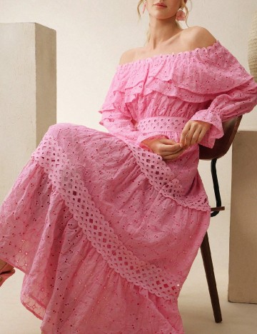 Rochie medie Anewsta, roz
