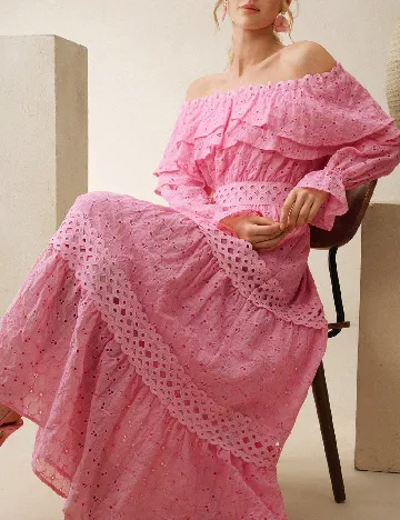 Rochie medie Anewsta, roz