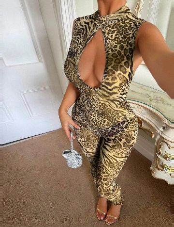 Salopeta SHEIN CURVE, animal print