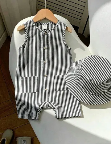 Salopeta Shein Kids, gri/alb