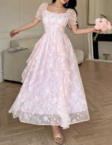 Rochie lunga Dazy, roz
