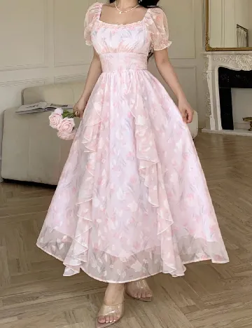 Rochie lunga Dazy, roz