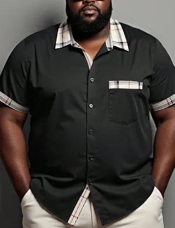 Camasa SHEIN Plus Size Men, negru
