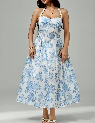 Rochie lunga SHEIN, alb/albastru