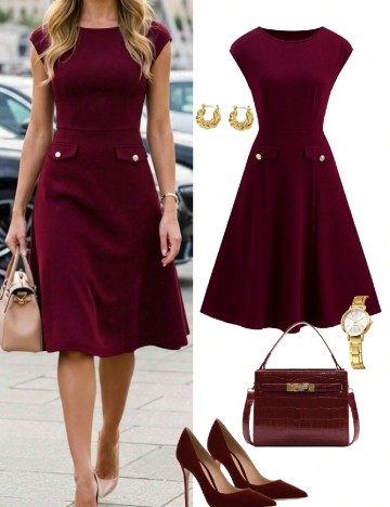 Rochie medie SHEIN, grena