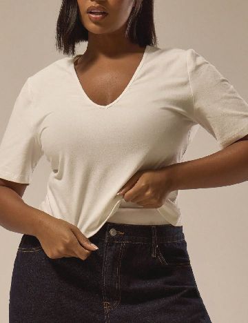 Tricou Musera Plus Size, crem