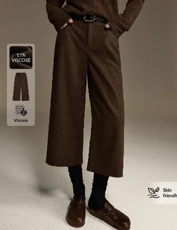 Pantaloni trei sferturi SHEIN, maro
