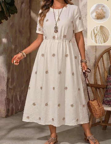 Rochie medie SHEIN CURVE, ecru