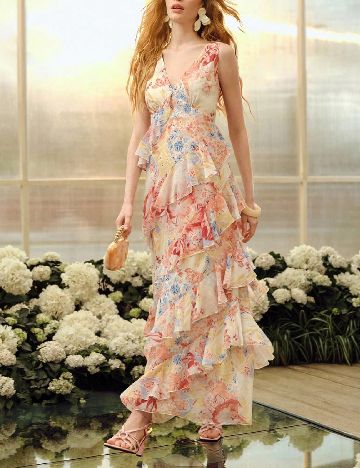 Rochie lunga MOTF, mix culori