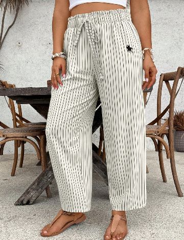 Pantaloni SHEIN CURVE, ecru