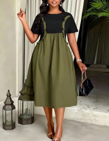 Rochie medie SHEIN, verde/negru