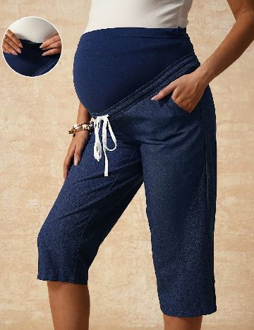 Pantaloni trei sferturi SHEIN Maternity, albastru
