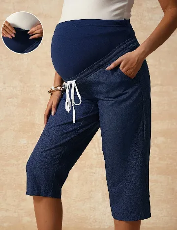 Pantaloni trei sferturi SHEIN Maternity, albastru