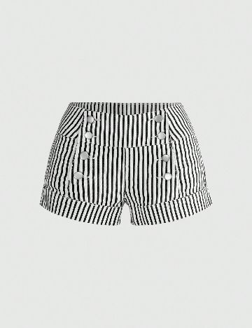 Pantaloni scurti Romwe, alb/negru