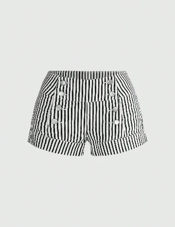 Pantaloni scurti Romwe, alb/negru