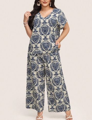 Compleu Emery Rose Curve, bej/albastru