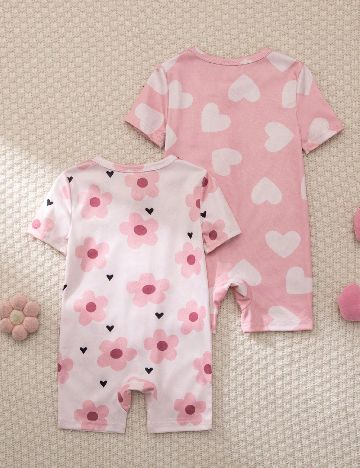 Set salopete 2 bucati Shein Kids, roz