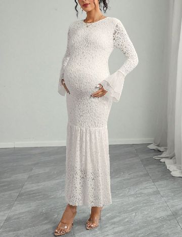 Rochie medie SHEIN Maternity, alb