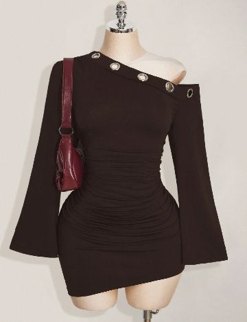 Rochie scurta SHEIN CURVE, maro