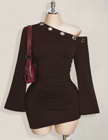 Rochie scurta SHEIN CURVE, maro