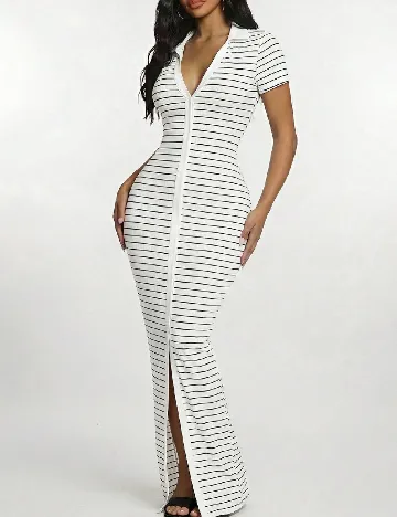 Rochie lunga SHEIN, alb/negru