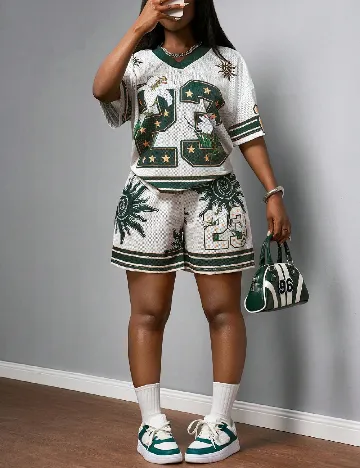 Compleu SHEIN, ecru/verde