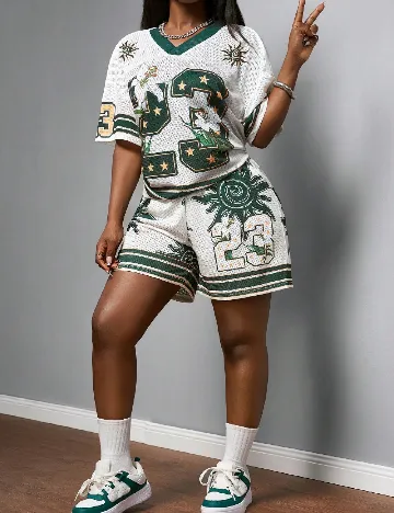 Compleu SHEIN, ecru/verde