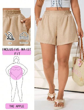 Pantaloni scurti SHEIN CURVE, maro deschis