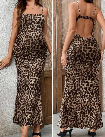 Rochie lunga SHEIN Maternity, animal print